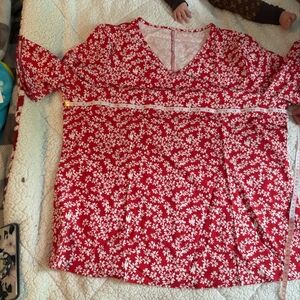Floral Red Women's Top